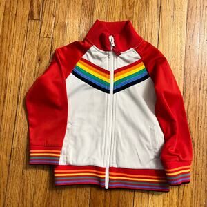 Little Bird Track Jacket Toddler 3-4 Rainbow Stripe Zip Coat Sweatshirt Red